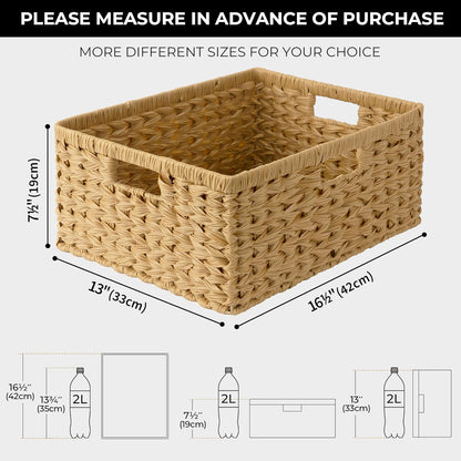 GRANNY SAYS Wicker Storage Baskets for Shelves, Water Hyacinth Basket with Scalloped Edge, Storage Wicker Baskets for Pantry, Large, 2-Pack