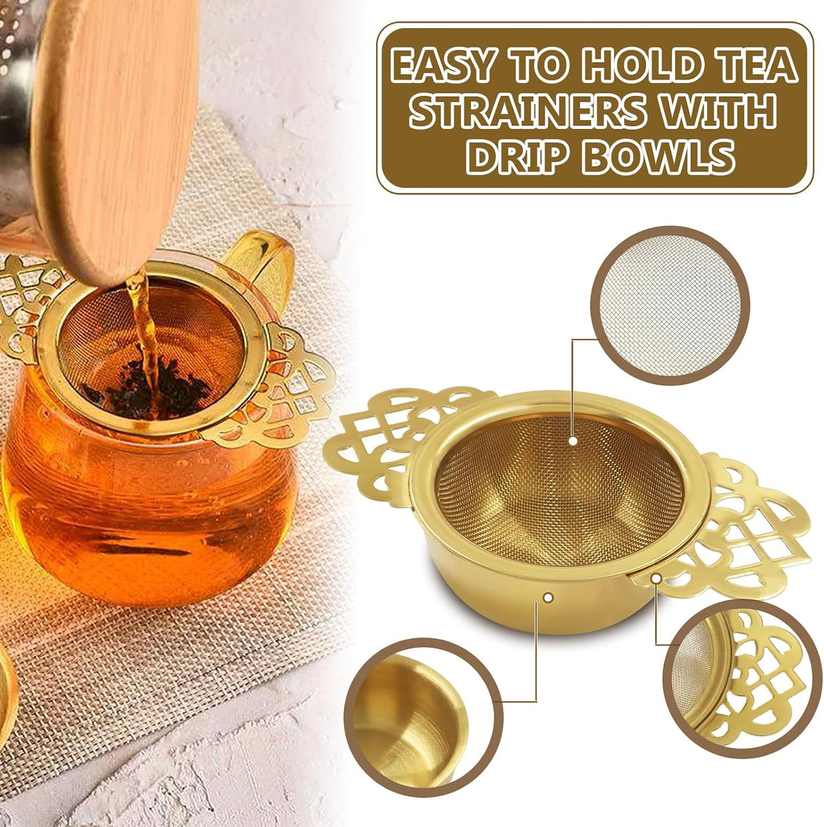 Fine Mesh Tea Strainers, Silver Loose Leaf Tea Filter