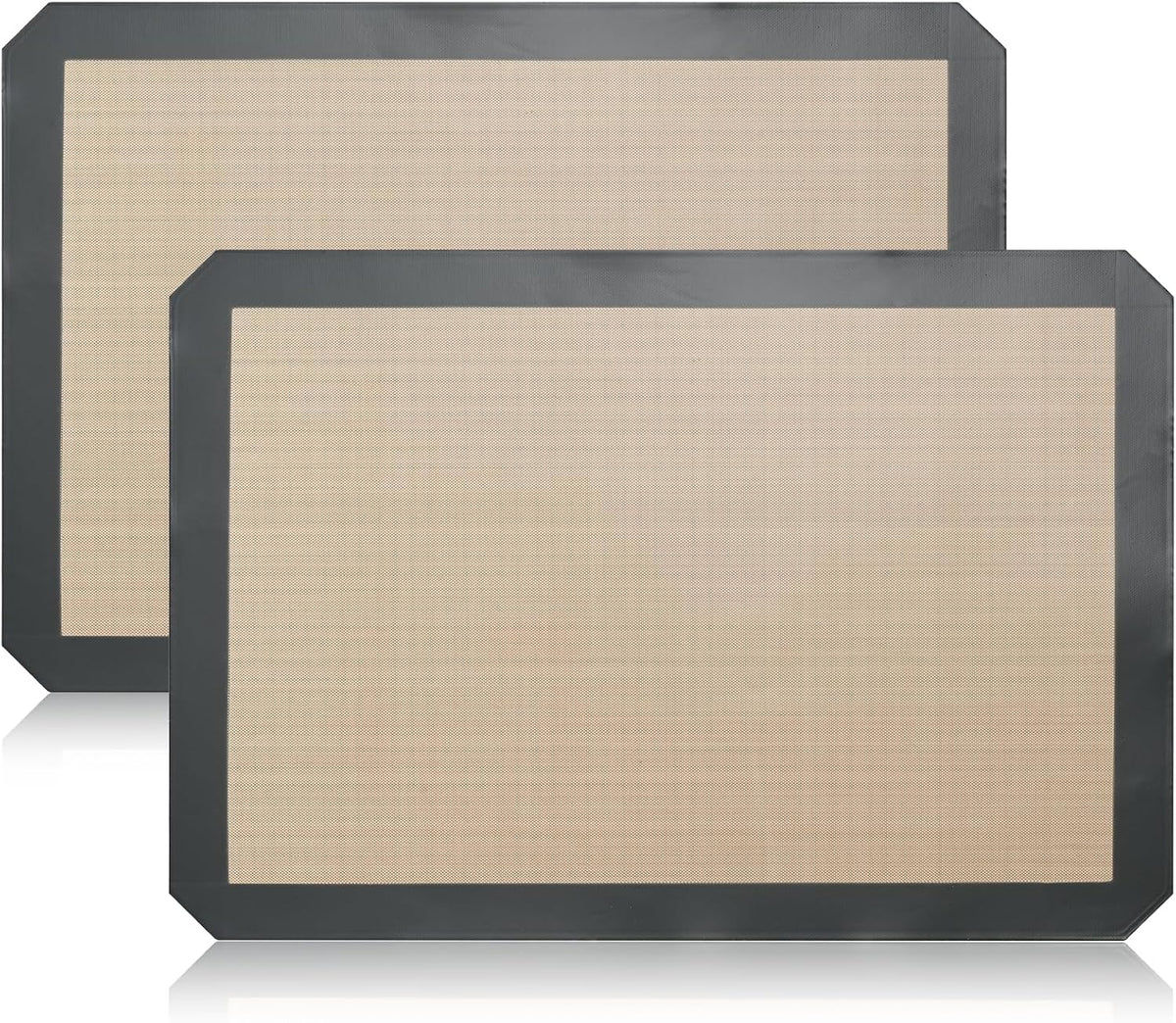 Luckyiren 2 Pack Silicone Baking Mat Set, Nonstick Half Sheet, Orange/Beige