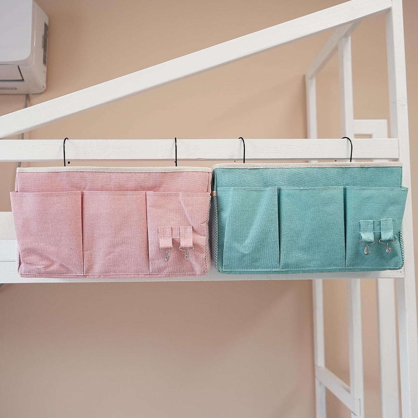 Bedside Caddy/Hanging basket Storage Organizer Bag for Bunk and Hospital Beds,College Dorm Bed，Can be Placed Glasses Books Mobile Phones (Grey 1)