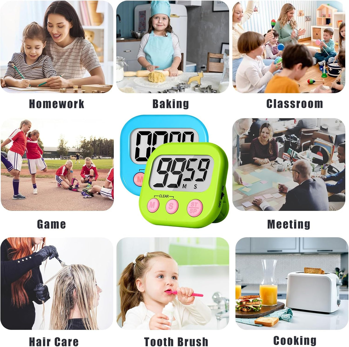 ZILLEEN Classroom Timer for Kids Teachers Digital Timers Blue Green