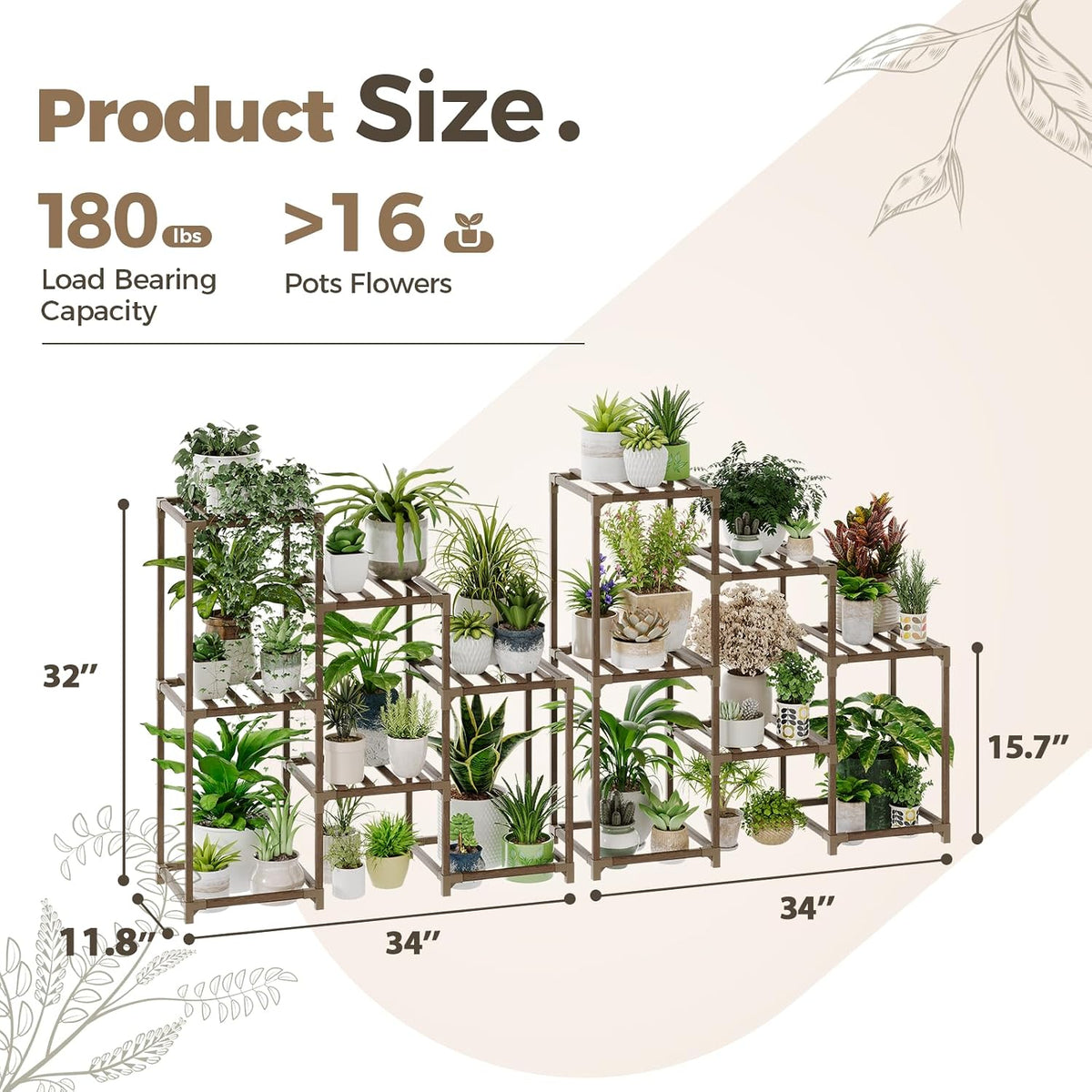 Bamworld Plant Stand Indoor Plant Shelf Outdoor Wood Plant Rack