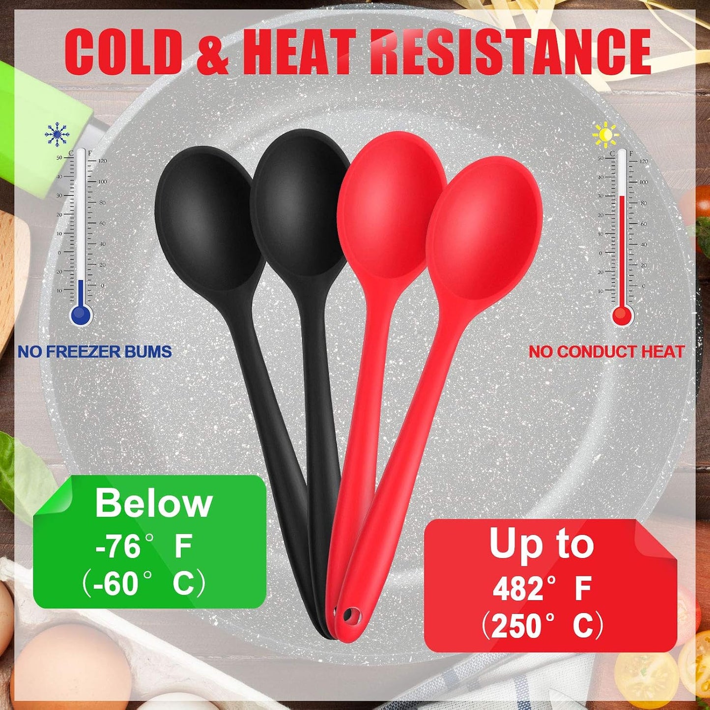 Patelai 4 Pieces Small Silicone Cooking Spoons 8 Inch Heat Resistant Silicone Serving Stirring Spoon for Kitchen Nonstick Cooking Tool Basting Utensils Dishwasher Safe(Red, Orange, Green, Purple)