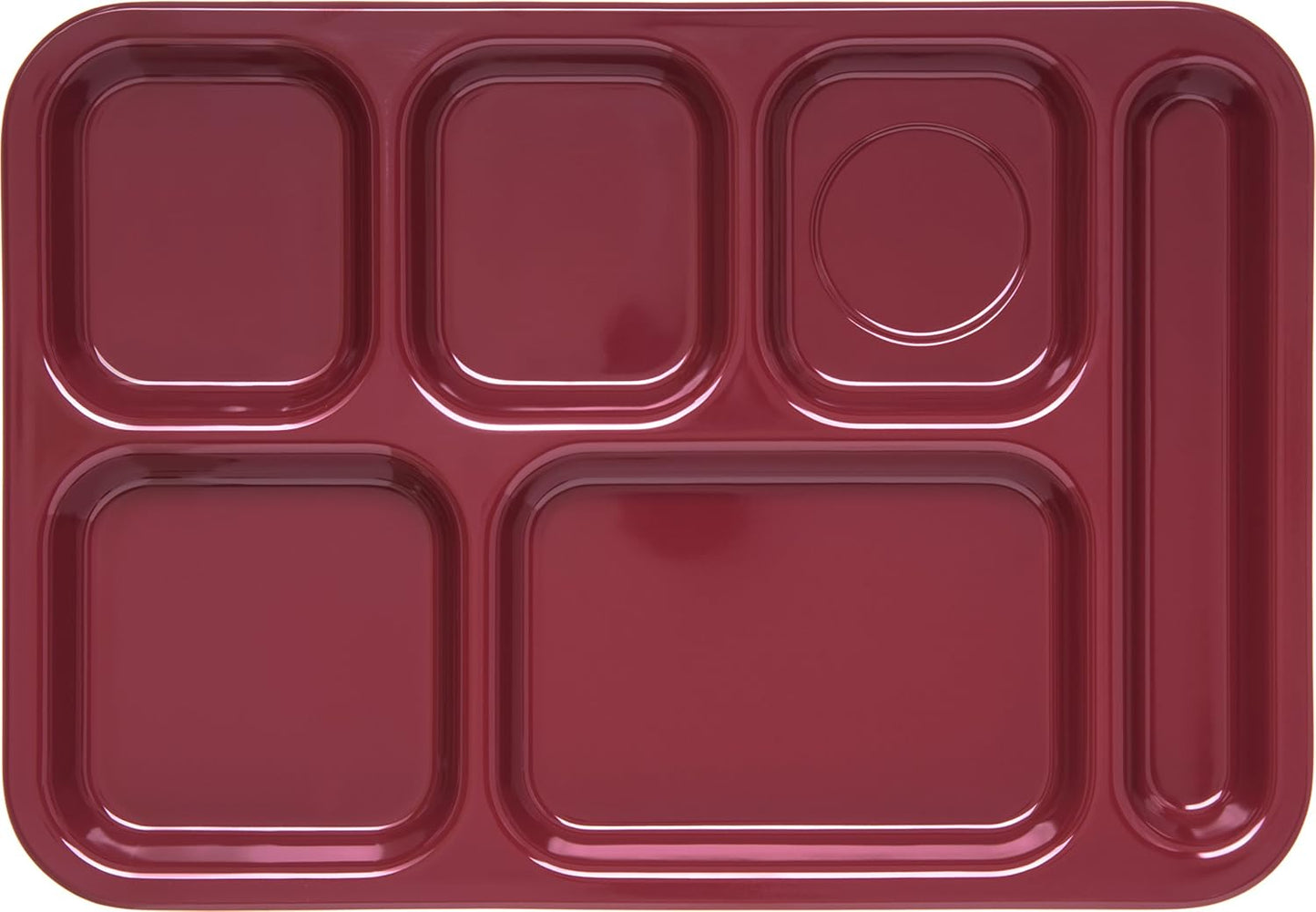 Carlisle FoodService Products Melamine Lunch Tray with 4 Compartments, Right Handed Cafeteria Tray with Divided Compartments for Food, 10" x 9.75", Dark Blue