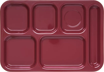 Carlisle FoodService Products Melamine Lunch Tray with 4 Compartments, Right Handed Cafeteria Tray with Divided Compartments for Food, 10" x 9.75", Dark Blue