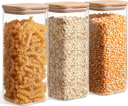 ComSaf 2Pcs Large Glass Storage Containers with Lids 4Qt, 1 Gallon Wide Mouth Flour Sugar Storage Containers, Large Capacity and Sealed for Rice, Cereal, Oat, Easy Clean and Scoop, Pantry Organization
