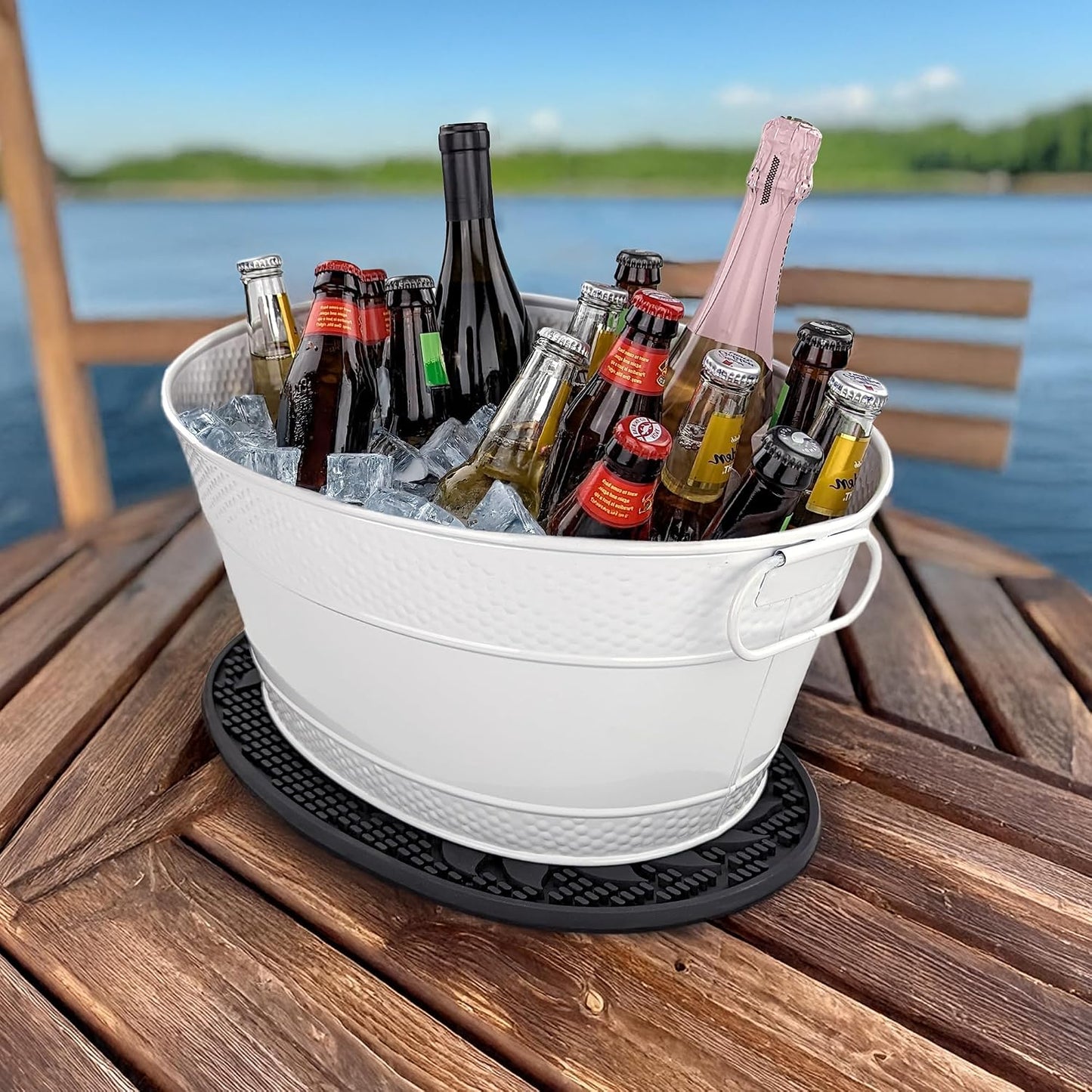 BREKX Stainless Steel Beverage Tub, 15 Quarts (4 Gallon), Rust-Proof, Oval, Multi-Use, Champagne Bucket for Mimosa Bar Supplies, Wine Cooler Bucket, Built for Years of Celebrations