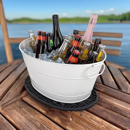 BREKX Stainless Steel Beverage Tub, 15 Quarts (4 Gallon), Rust-Proof, Oval, Multi-Use, Champagne Bucket for Mimosa Bar Supplies, Wine Cooler Bucket, Built for Years of Celebrations