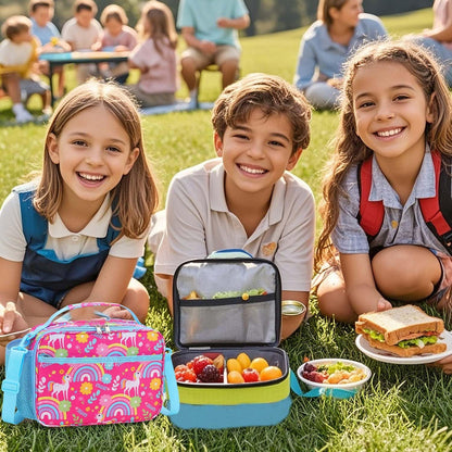RHCPFOVR Kids Initial Lunch Bag - Insulated Lunch Box for Boys Girls,Washable Lunch Bag and Reusable Toddler Leak-proof Lunchbox for School and Daycare - Colors A