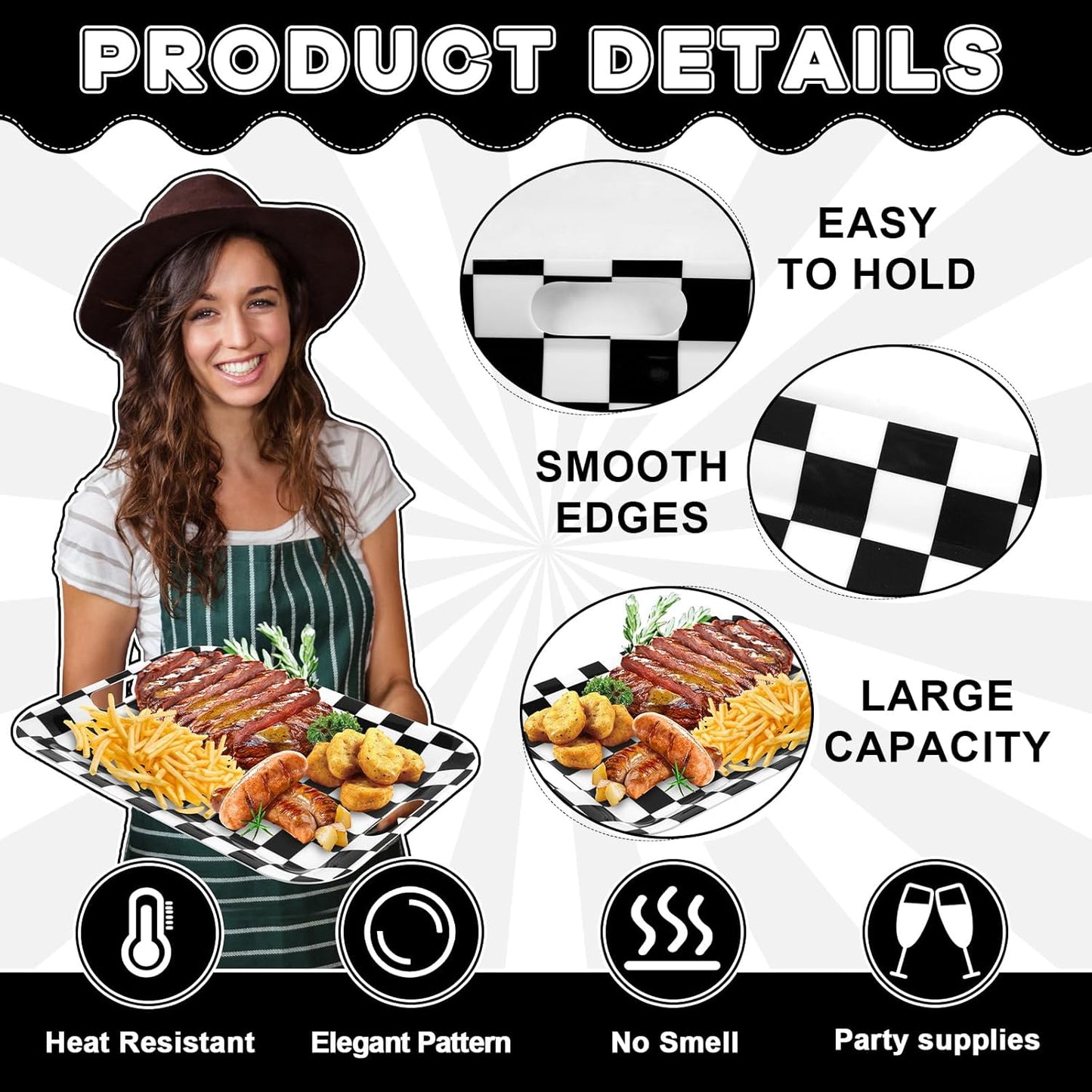 2Pcs Winter Serving Trays 16.1 x 11.1 Inch Large Melamine Christmas Trays Platters with Handles Rectangular Snowflake Melamine Dish for Serving Food Outdoor Dinner Dessert Plates Party Decorations