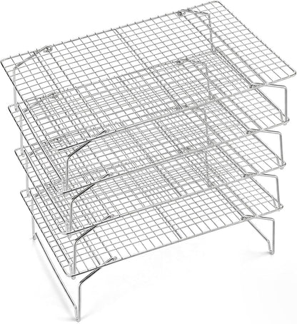 P&P CHEF 4 Tier Stackable Cooling Racks for Cooking and Baking, 15" x 10"