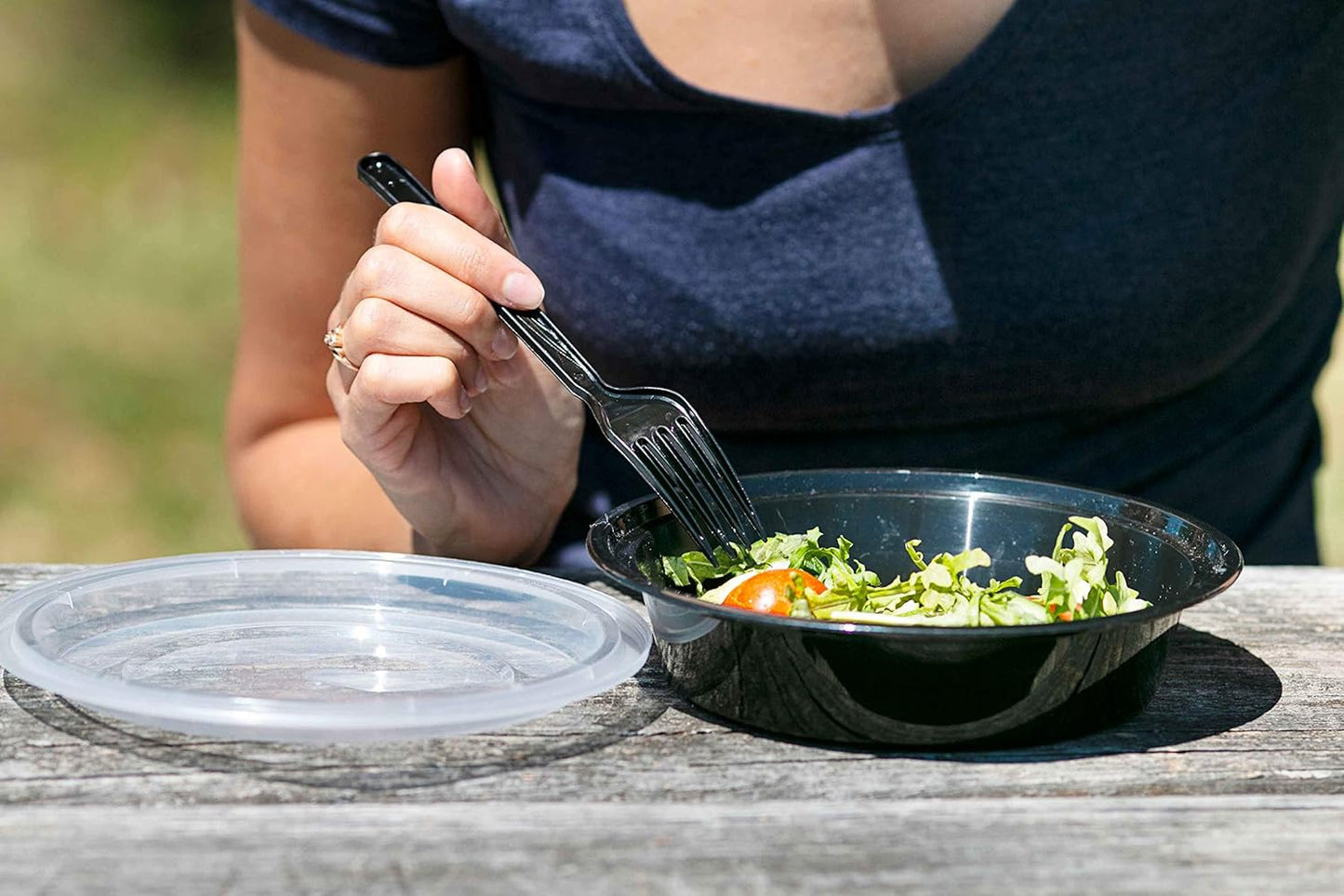 SafeWare Meal Prep Container Reusable 2 Compartment With Lids 28oz (25 Sets)- Food Prep Containers, Food Storage Bento Box | Stackable | Microwave | Dishwasher | Freezer Safe.