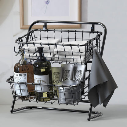 Simple Houseware 3-Tier Rigid Wire Market Fruit Basket Stand, Black