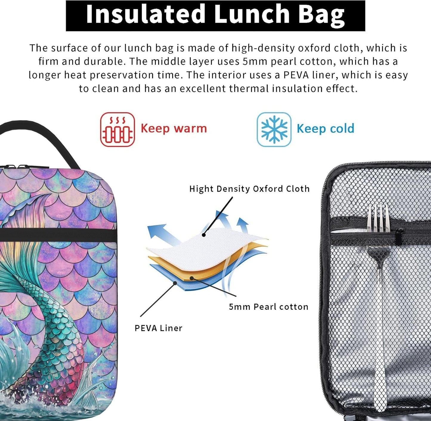 Dinosaur Volcano Insulated Lunch Bag for Women & Men, Reusable Leak-Proof Lunch Box with Cooler Compartment, Lunch Tote for Adults Work Travel Picnic Durable & Washable