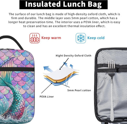 Dinosaur Volcano Insulated Lunch Bag for Women & Men, Reusable Leak-Proof Lunch Box with Cooler Compartment, Lunch Tote for Adults Work Travel Picnic Durable & Washable