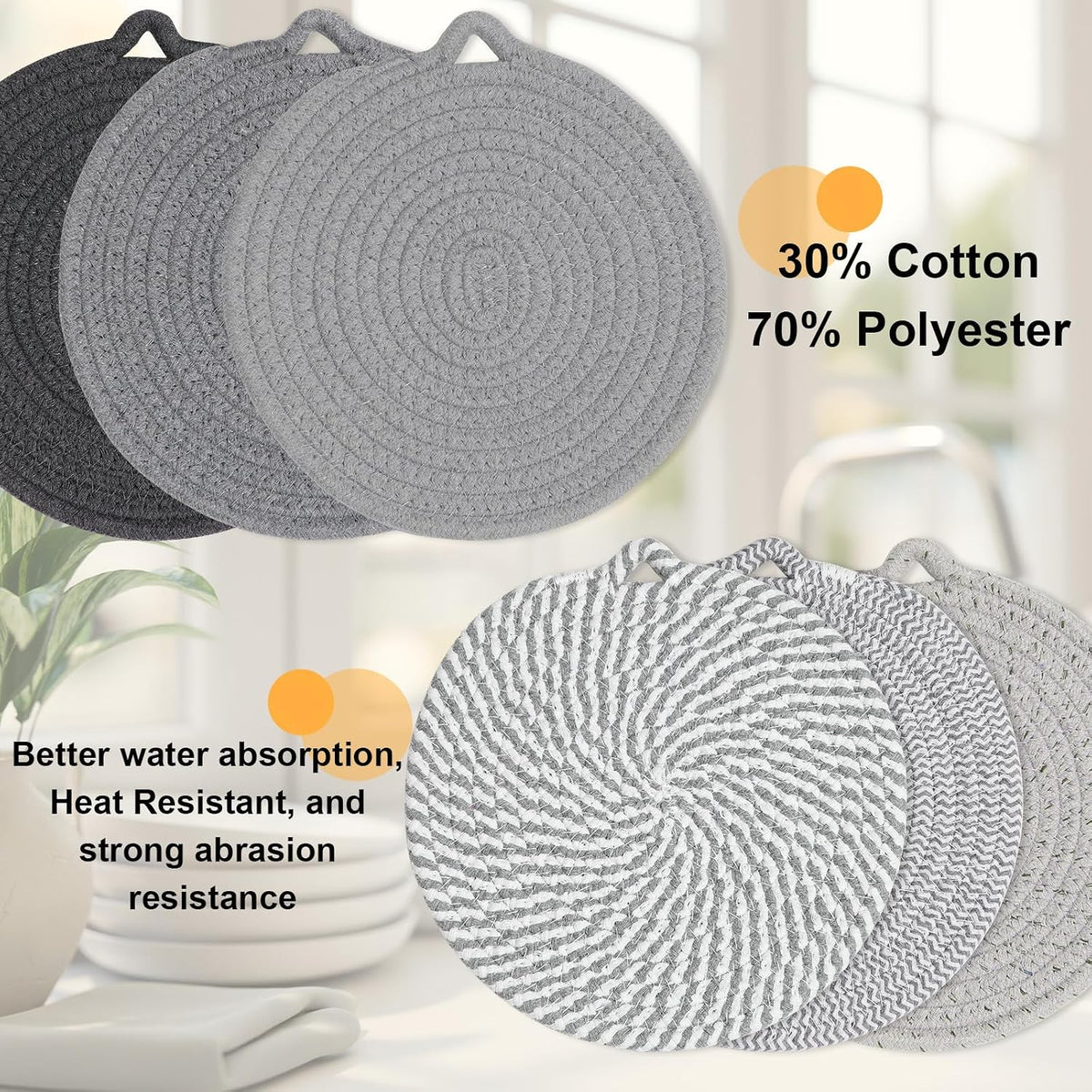7" Trivets for Hot Dishes, 6 Pack Trivets for Hot Pots and Pans