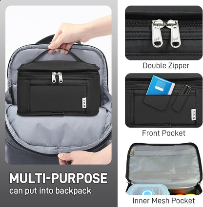 NOL Mini Insulated Lunch Bag for Women Men Kids | Small Leakproof Reusable Lunch Tote | Fits 6 Cans 330ml | Thermal Cooler for Work School Picnic Camping, Navy blue