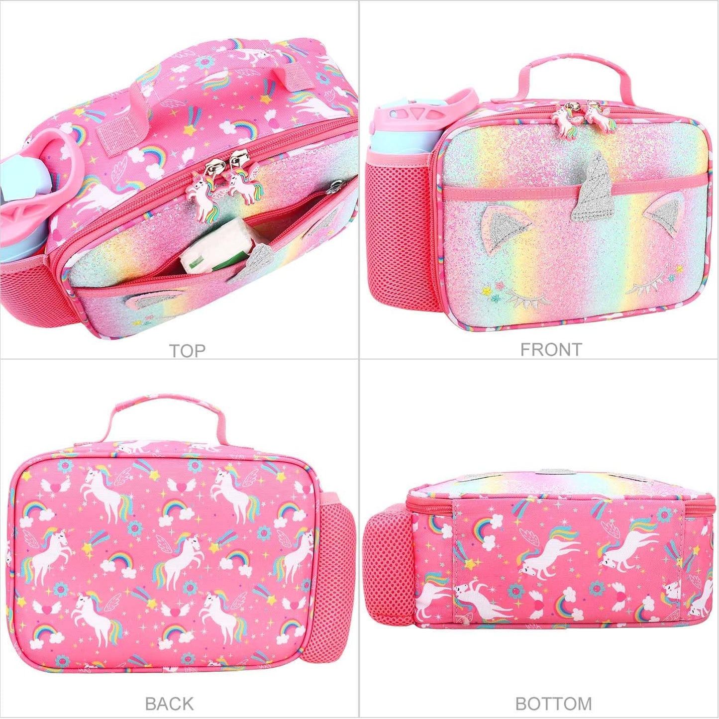 RHCPFOVR Kids Lunch Bag - Insulated Lunch Box for Boys Girls,Washable Lunch Bag and Reusable Toddler Leak-proof Lunchbox for School and Daycare - Colors A