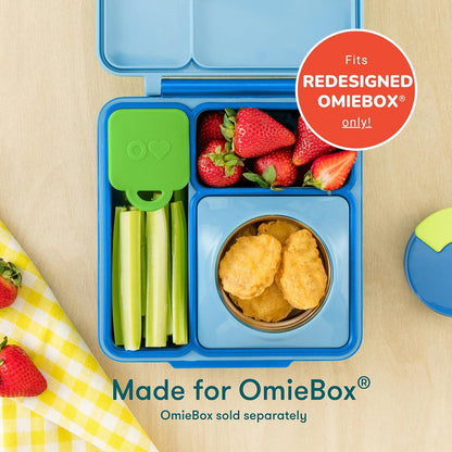OmieBox (2 pack) Leakproof Dips Containers To Go, Salad Dressing Container, Condiment Container with Lids - Food Safe Silicone - 4 ounces (Blue/Lime)