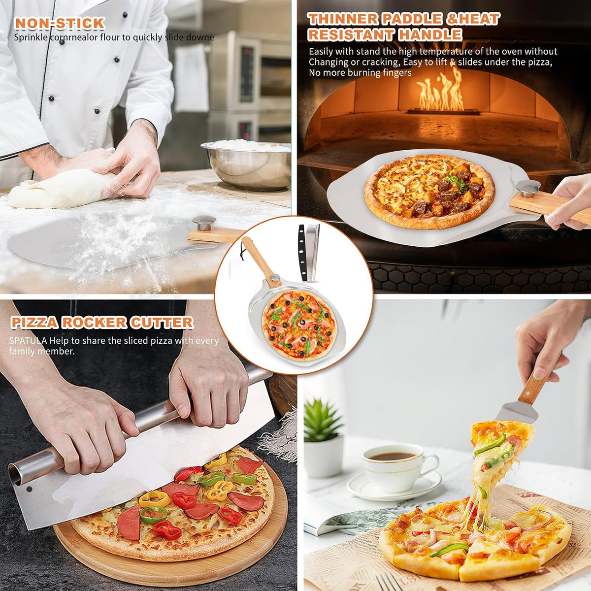 12” x 14” Aluminum Pizza Peel Set, Pizza Paddle with Foldable Handle