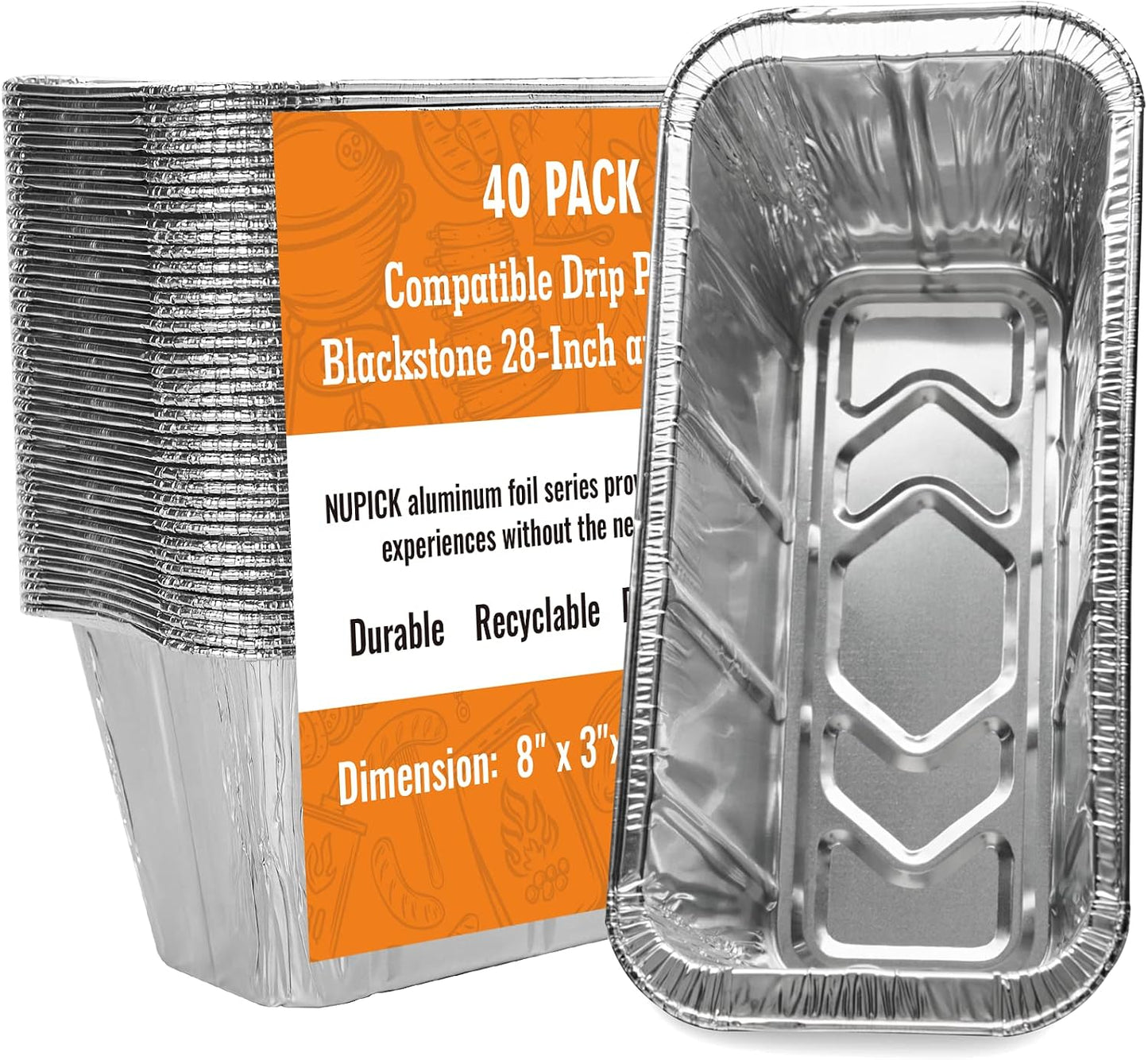 NUPICK 20 Pack 6415 Drip Pans Compatible for Weber Spirit Series, Genesis Series, Q Series Grills, Disposable Aluminum Foil Grease Trays, 8.5" x 6"