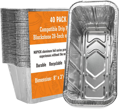 NUPICK 20 Pack 6415 Drip Pans Compatible for Weber Spirit Series, Genesis Series, Q Series Grills, Disposable Aluminum Foil Grease Trays, 8.5" x 6"