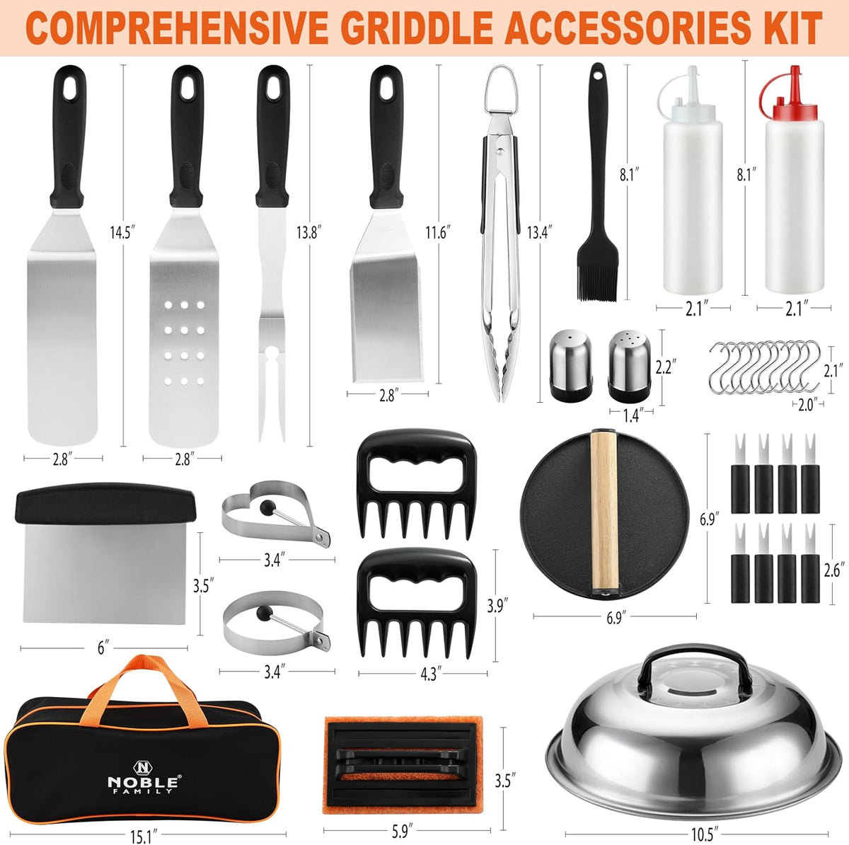 N NOBLE FAMILY 38PCS Griddle Accessories Kit, Professional Grill Tools Set