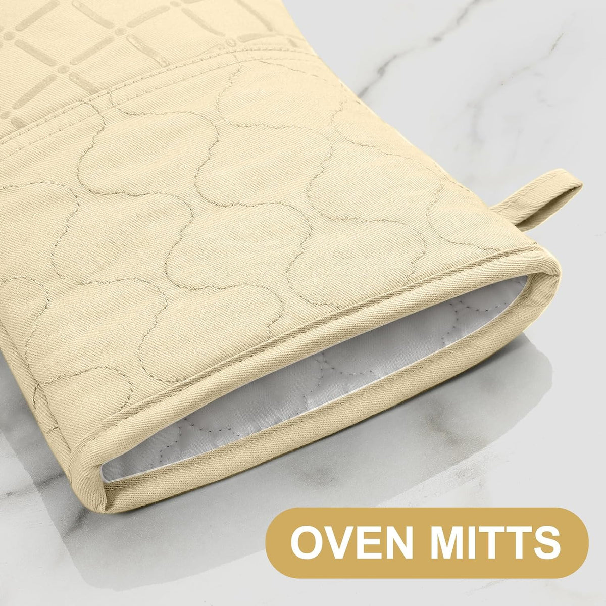 Oven Mitts Kitchen Towels and Dishcloths Pot Holders Sets, Oven Gloves Kitchen Dish Towels 500 Degree Heat Resistant Potholders with Non-Slip Silicone Surface for Cooking, Grilling, Baking-Gray