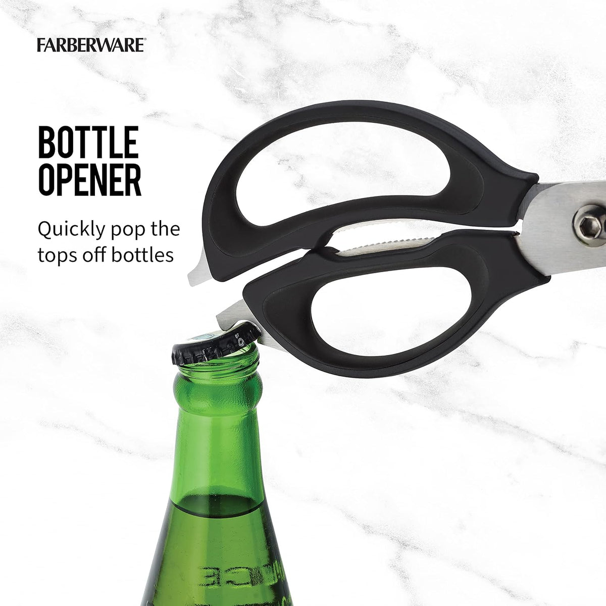Farberware 4-in-1 Kitchen Scissors, High Carbon Stainless Steel, Black