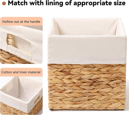 Wicker Storage Basket, Baskets for Organizing, Storage Basket with Built-in Handles, Water Hyacinth Shelves，Wicker Storage Baskets for Shelves, Water Hyacinth Storage Baskets (nature, 4-Pack)