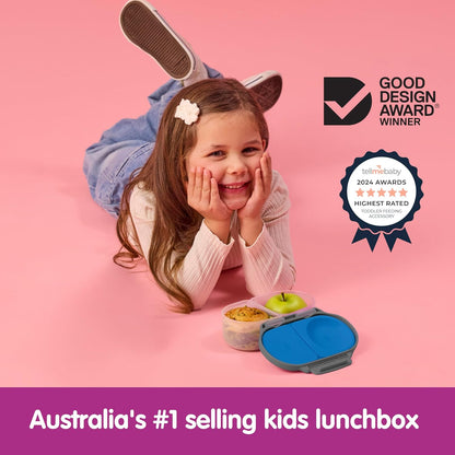 b.box Snack Box 2-Pack - Leak Proof Mini Bento Box for Kids & Toddlers, 2 Compartment Snack Containers for Kids, Dishwasher Safe, BPA-Free, PFAS-Free, Ages 4mo+, 1 3/4 Cup Each (Strawberry + Lilac)