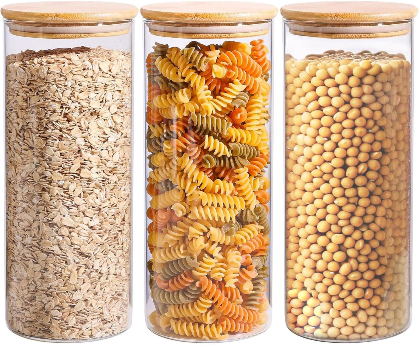 ComSaf 2Pcs Large Glass Storage Containers with Lids 4Qt, 1 Gallon Wide Mouth Flour Sugar Storage Containers, Large Capacity and Sealed for Rice, Cereal, Oat, Easy Clean and Scoop, Pantry Organization