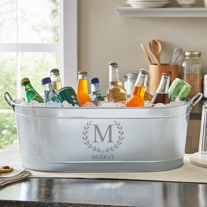 Let's Make Memories Personalized Beverage Tub - Custom Beverage Tub - Customize With Name & initial - Galvanized Drink Tub - 20 ¾"L x 11 ¾"W x 7" H - 5.5 Gallons