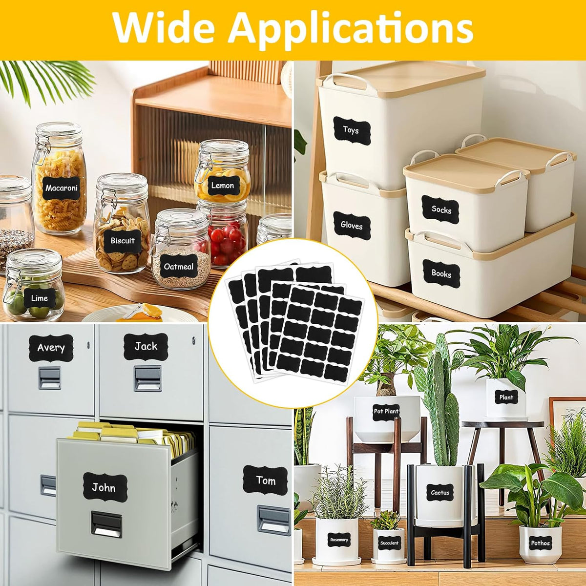 230 Pcs Labels for Jars, 2 Size Waterproof Chalkboard Labels for Food Containers, Storage Bins, Mason Jars, Reusable Blackboard Stickers with 1 Erasable Chalk Marker (Irregular Shape)