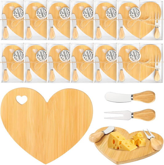 6 Sets Bridal Baby Shower Prizes for Game Winners Bamboo Square Mini Charcuterie Cheese Boards Butter Spreaders Forks with Thank You Tags Gift Box for Guests Wedding Birthday Party Favors
