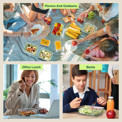 Glotoch glass meal prep containers food storage containers with lids, 5 pack of ultra-durable borosilicate, Leak-proof lunch boxes, Oven, microwave, freezer and dishwasher safe