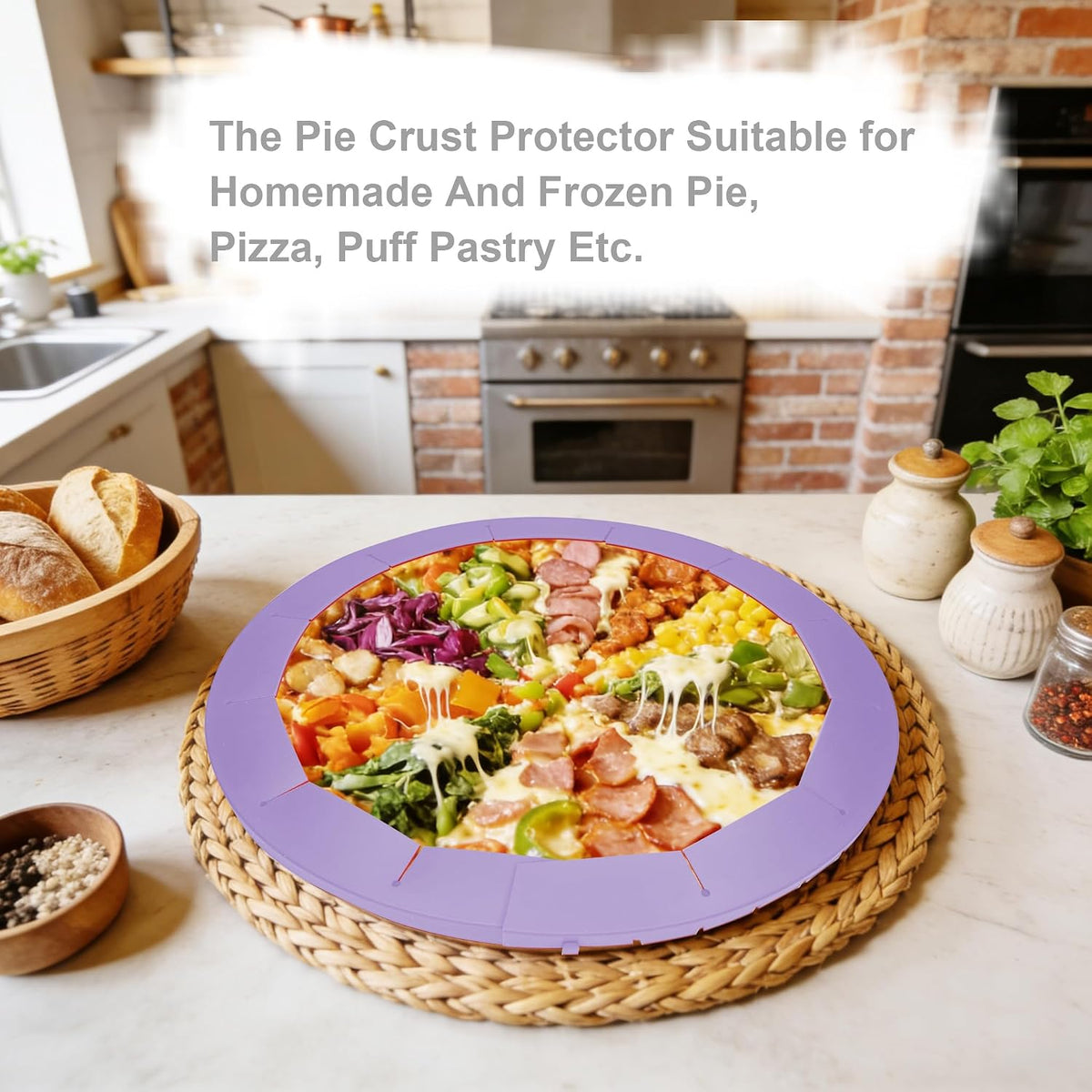 2PCS Silicone Pie Crust Shields Adjustable Pie Protectors Heavy Duty Baking Pie Crust Cover Ring Silicone Pie Edges Deep Pie Shell Dish Pizza Pan Baking Accessories Fits 8-inch to 10-inch (Green)