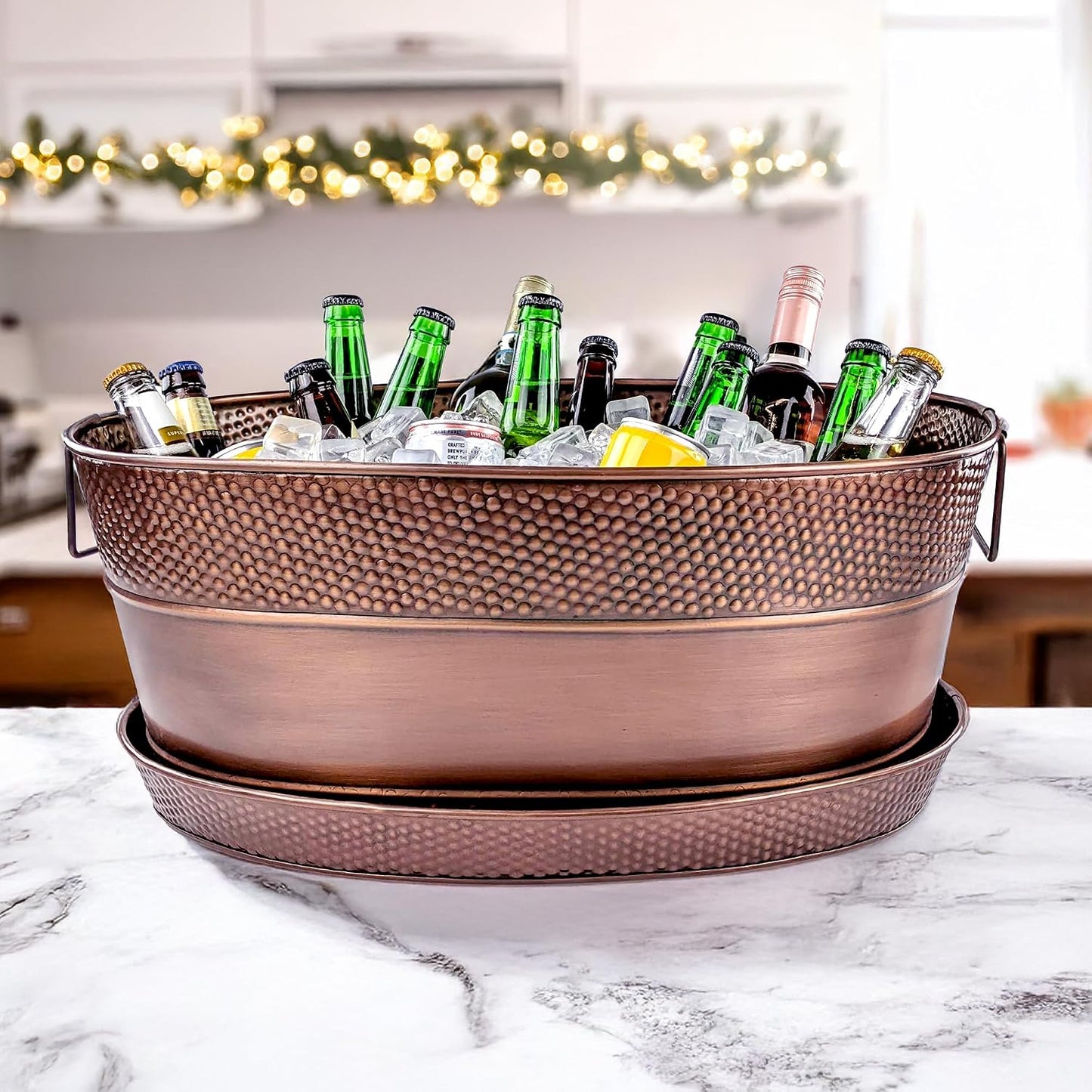 BREKX Aspen Heavy-Duty Oval Stainless Steel Drink Cooler for Parties - Metal Large Ice Bucket for Drinks, 25-Quart (30-Bottle) Large Cooler Ice Container for Parties