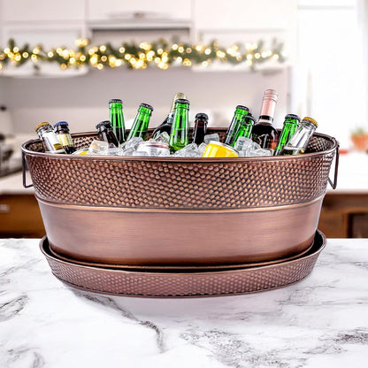 BREKX Aspen Heavy-Duty Oval Stainless Steel Drink Cooler for Parties - Metal Large Ice Bucket for Drinks, 25-Quart (30-Bottle) Large Cooler Ice Container for Parties