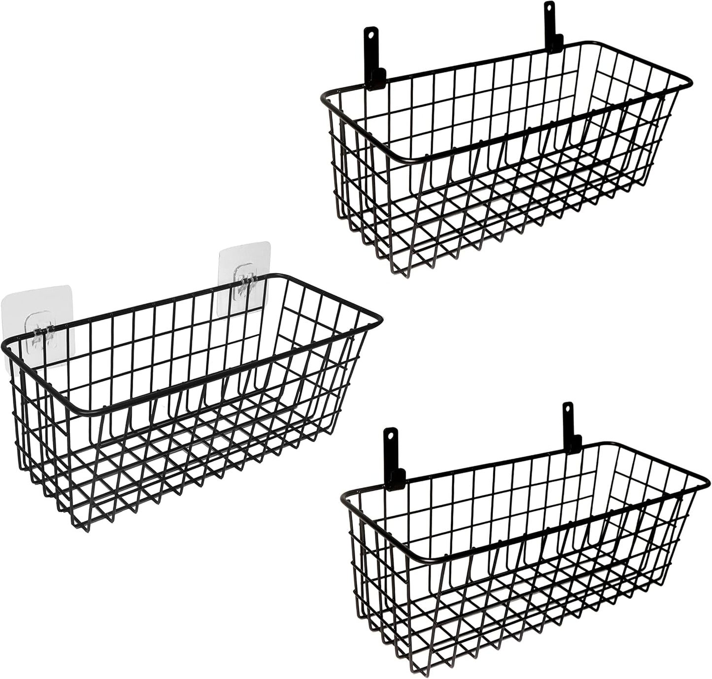 Joben Oligey 3 Set [Extra Large] Hanging Wall Wire Baskets, Farmhouse Food Storage Kitchen Pantry Laundry Closet Garage RV, White