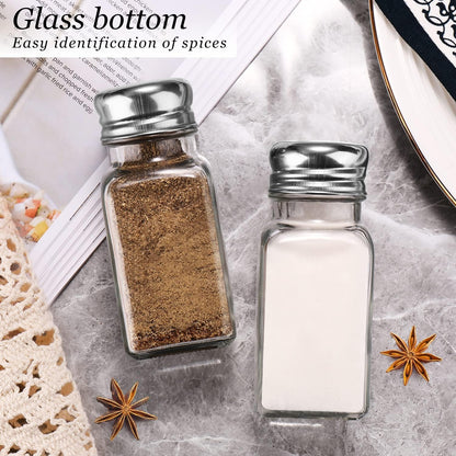 Salt and Pepper Shakers Set,Farmhouse Glass Spice Jars Kitchen Gadgets