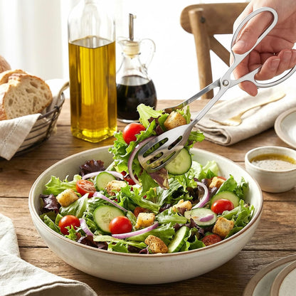 4 Pcs Silver Serving Tongs, 10 Inch Stainless Steel Salad Tongs Non-Slip Buffet Tong for Steak, Salad, Fruit, Snack, Barbecue