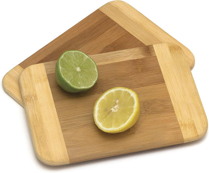 Lipper International Bamboo Wood Two-Tone Kitchen Cutting and Serving Board, Small, 7 3/4" x 6" x 1/4", Set of 2