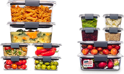 Rubbermaid Brilliance BPA Free 44-Piece Food Storage Containers Set Airtight Leak-Proof with Lids for Meal Prep Lunch and Leftovers