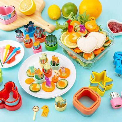 Fruit Cutters Shapes for Kids 22 Pcs, Mini Cookie Cutters Set, Vegetable Cutter with Food Picks