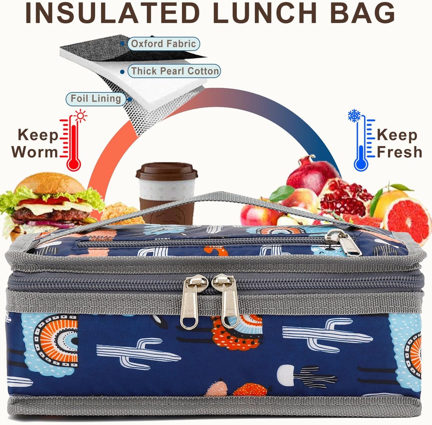 FlowFly Small Insulated Lunch box Portable Soft Bag Mini Cooler Thermal Meal Tote Kit with Handle for Work & School, Black