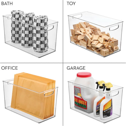 iDesign Pantry Bin with Handles - Kitchen Storage Bins for Cabinets, Pantry, or Fridge - Clear