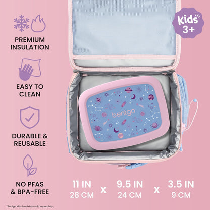 Bentgo Kids Lunch Bag - Durable, Double-Insulated Lunch Bag for Kids 3+; Holds Lunch Box, Water Bottle, & Snacks; Easy-Clean Water-Resistant Fabric & Multiple Zippered Pockets (Mermaid)