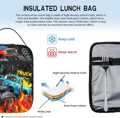 Boys Lunch Box for School Insulated Football Lunch Bag for Kid Boys Girls Teen Bento Boxes to School Office Picnic Travel Hiking Lunchbag Waterproof Leakproof with Adjustable Shoulder Strap