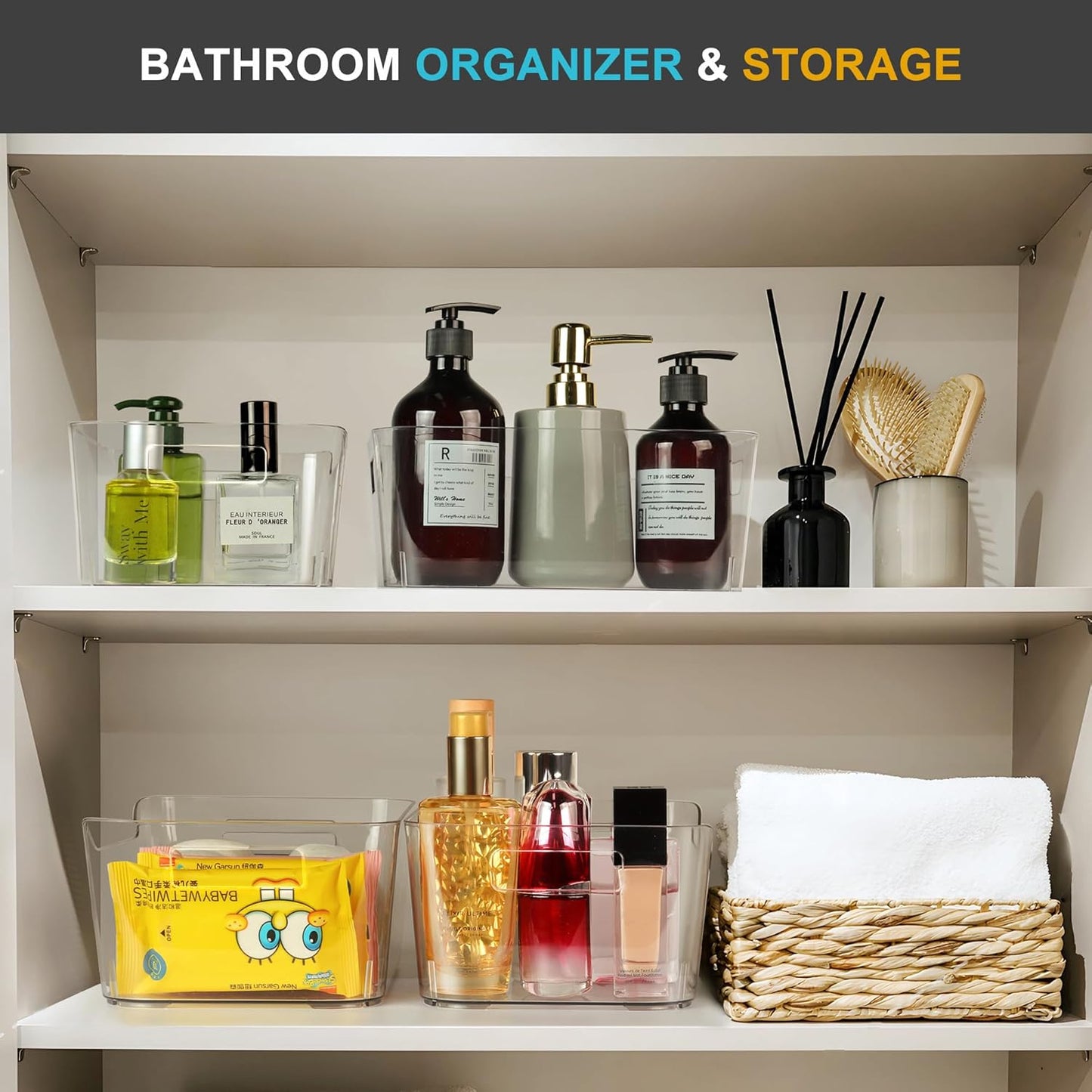 Heyuzb Pantry Organizers and Storage, 12 Pack Clear Plastic Storage Bins for Freezer, Multi-Use Organizer Bins for Kitchen, Office, Fridge, Cabinet and Shelf Organizing
